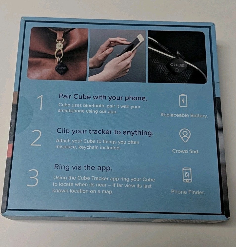 Cube Bluetooth Tracker Key Finder Phone Locator NEW SEALED