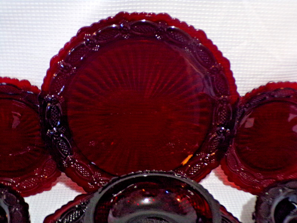 Vintage Avon Cape Cod Ruby Red Place Setting for 4 Dinnerware 16 pcs NO BOWLS