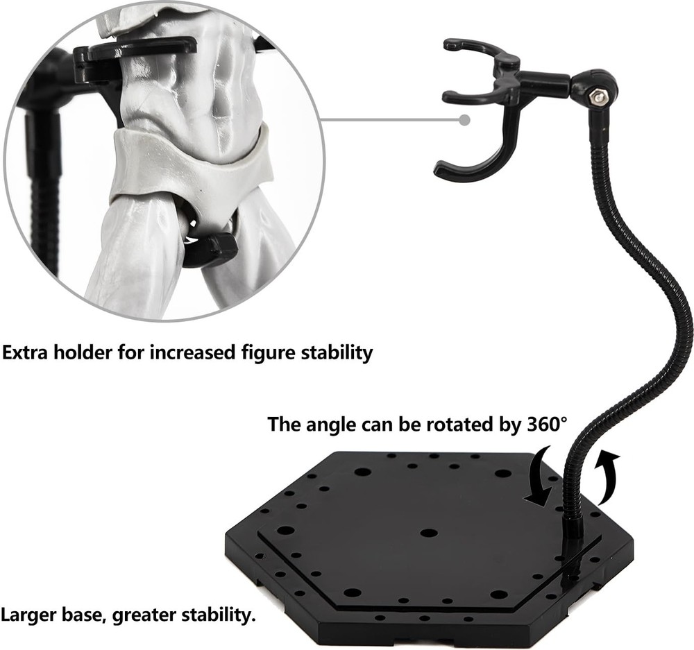 Yocoolfun 3 Pack Black Action Figure Stand,Action Display Holder