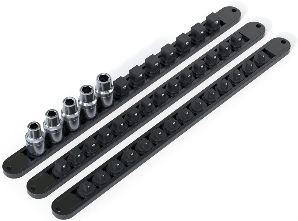 3PCS 360° Socket Organizer Twist Lock,3/8 1/4 1/2 Socket Storage Rails