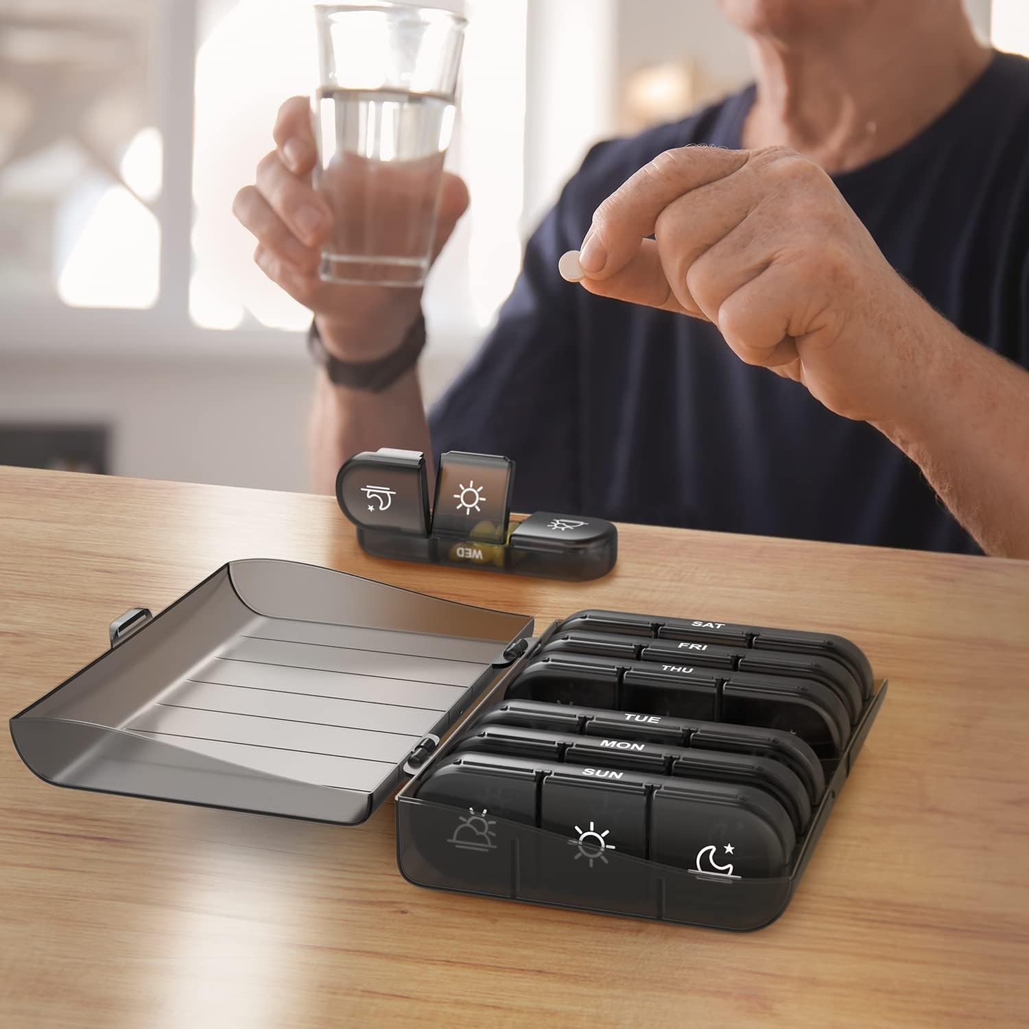 Weekly Pill Box Organizer Pill Case Medicine Planner 3 Times A Day Easy to Clean