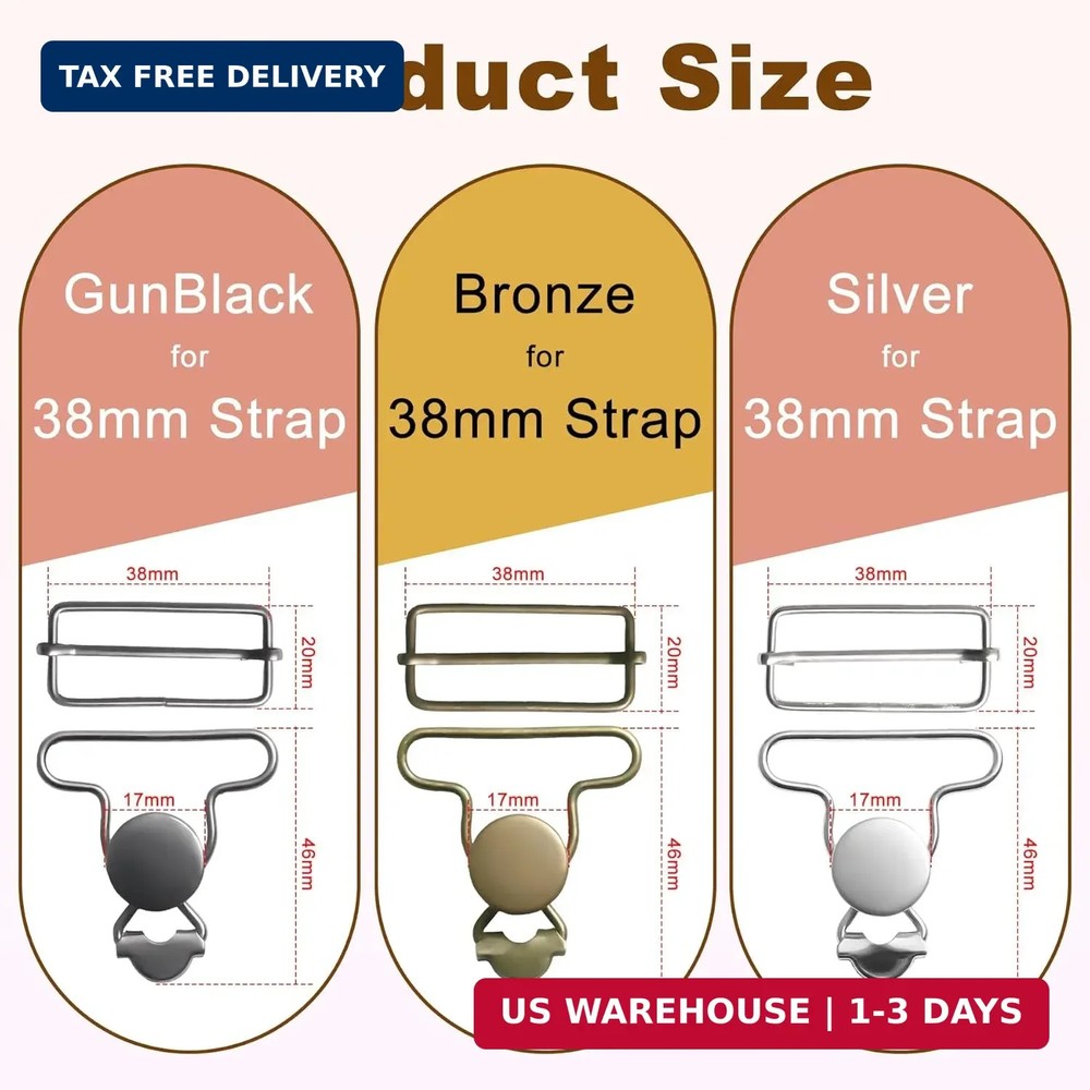 6 Sets Metal Overall Buckles Replacement Overall Clasp Replacement Suspender Cli