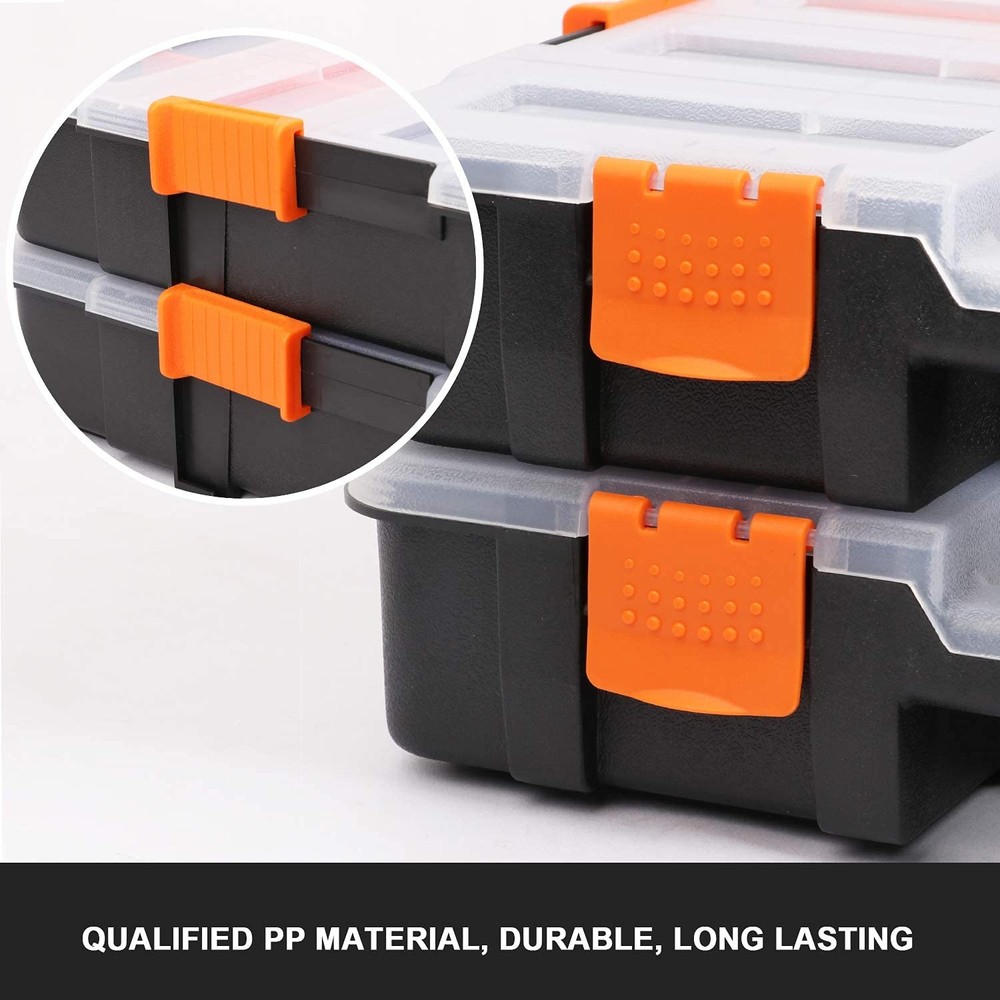 Makitoyo Tool Box Organizers, Interlocking Black 2 PCS Set Toolbox, Orange