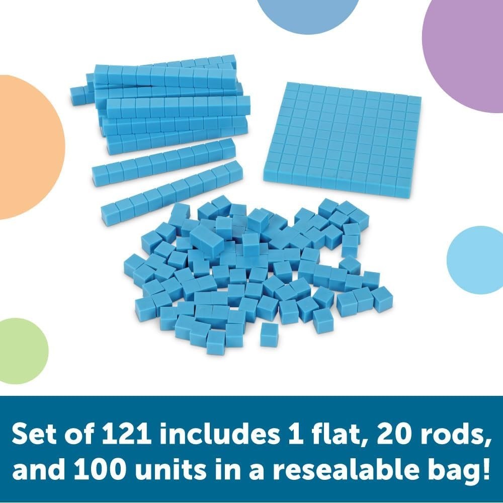 Base Ten Blocks Game Pack - 121 Pieces for Interactive Learning and Fun, Ages 6+