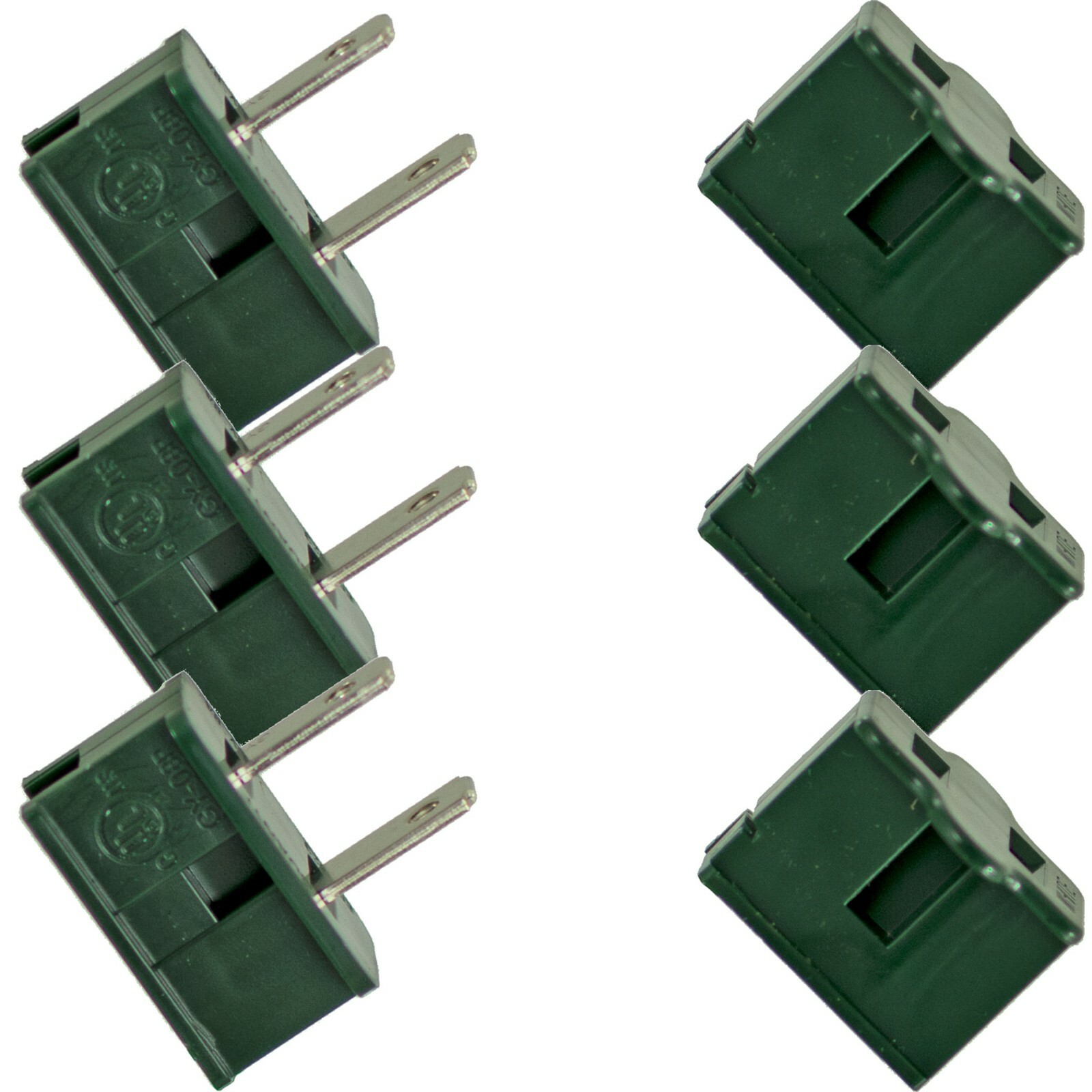 6 Pack Male & Female Zip Plugs Slide-On Connector Outlet SPT-1 125Volt 10AMP 3ea
