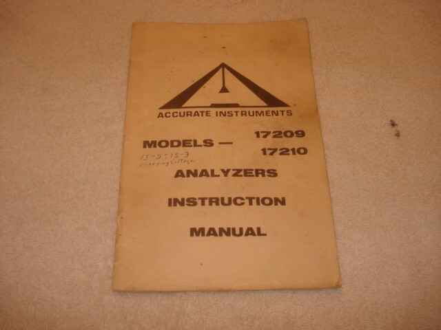Accurate Instruments Model 17209, 17210  Analyzer Instruction Manual