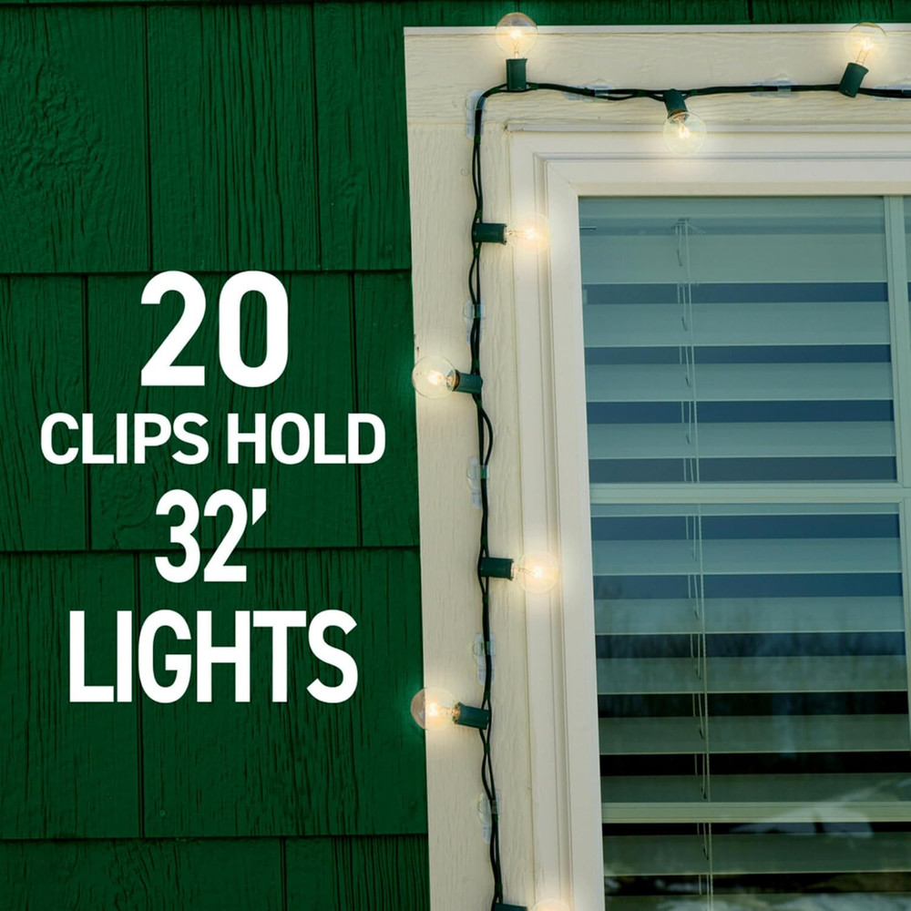 Command Outdoor Light Clips,20 Clear Clips and 24 Command Strips,Damage-Free Han