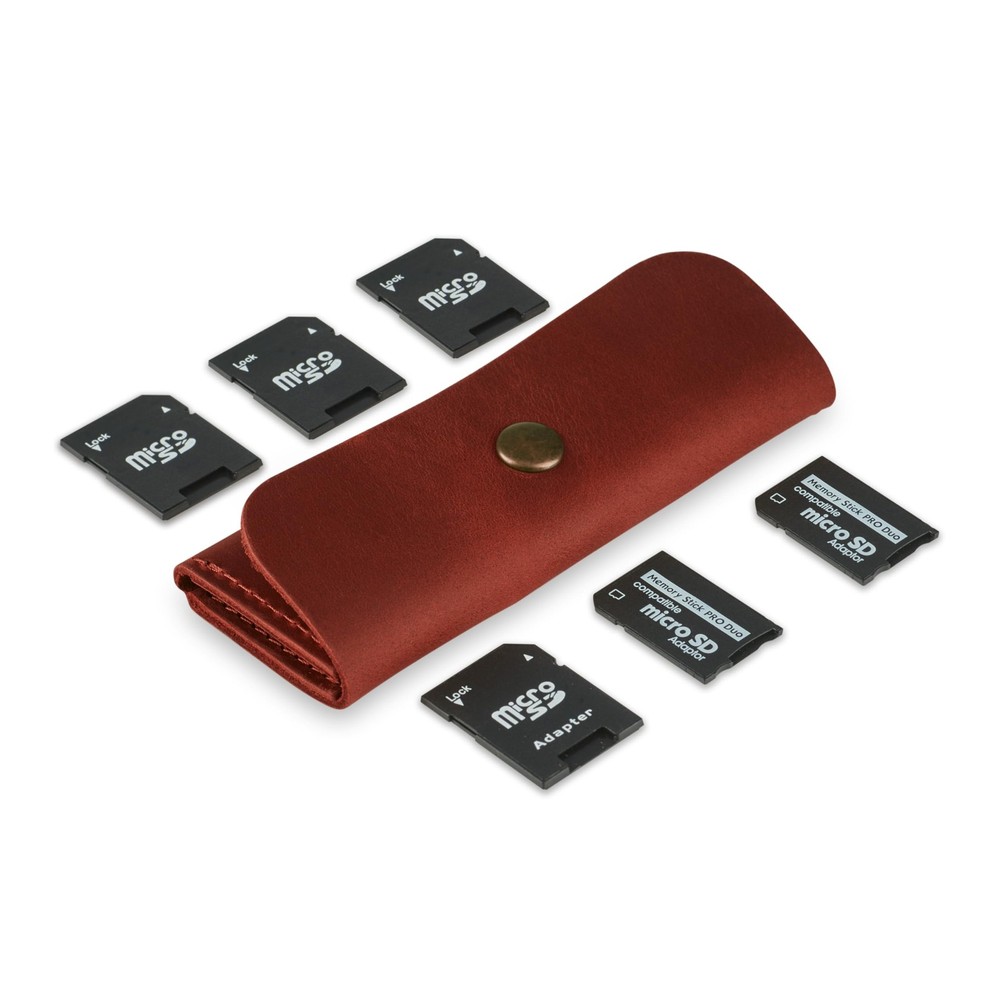 Leather SD Card case Cognac