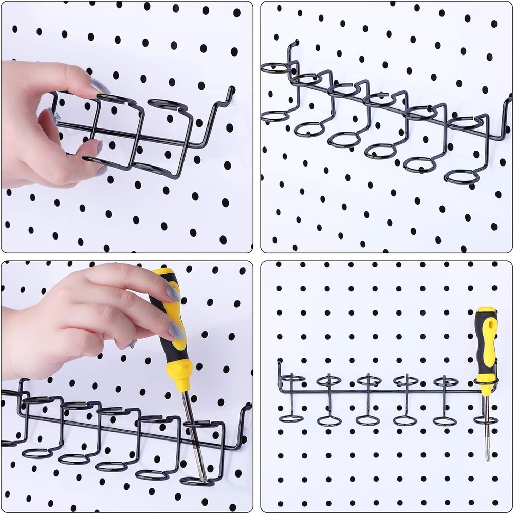 Pegboard Screwdriver Holders, Tool Organizer Racks for Pegboard, 4 Pieces