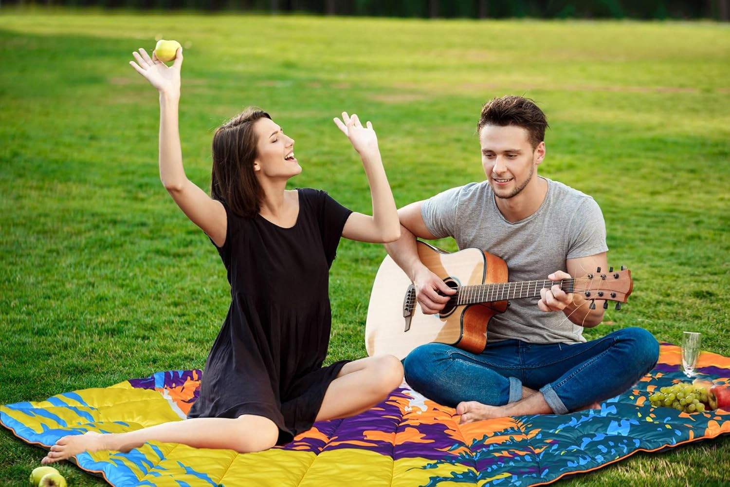 Camping Blanket, Puffy Waterproof Travel Blanket, Warm Cozy Picnic Blanket, for