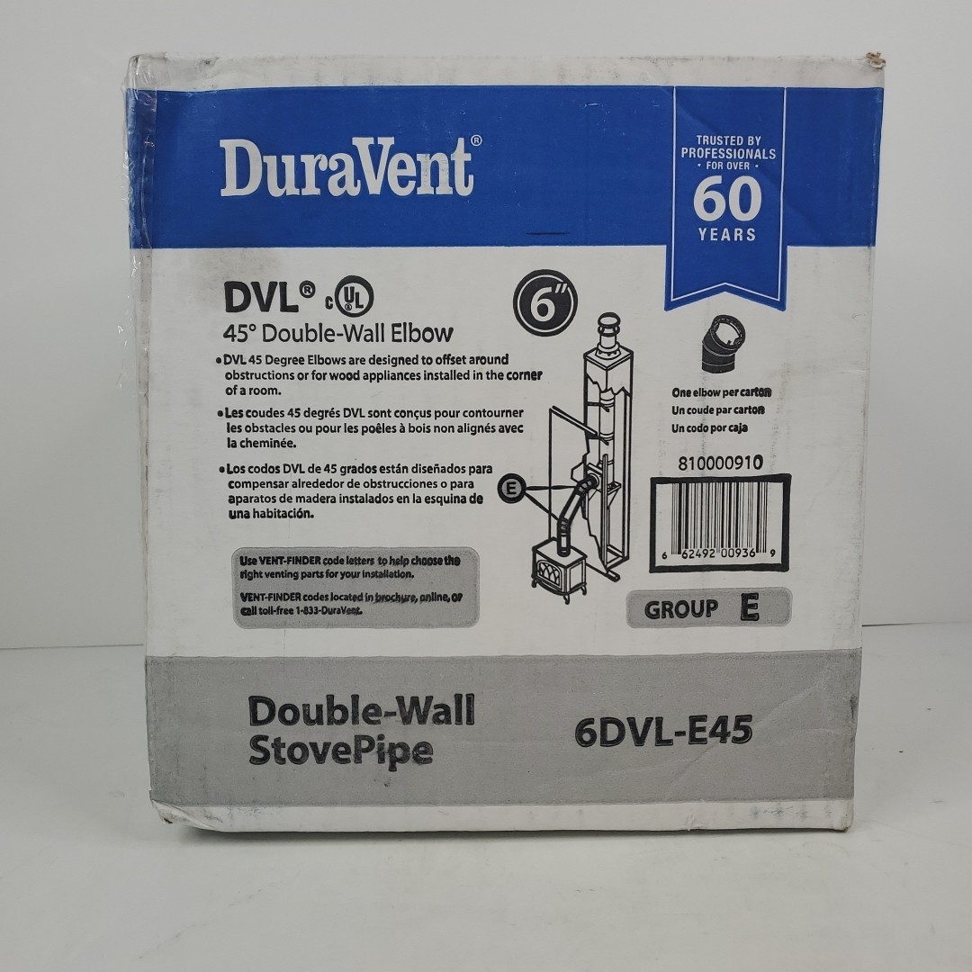 DuraVent DVL 6" Double-Wall adjustable 45 Degree Elbow - Black