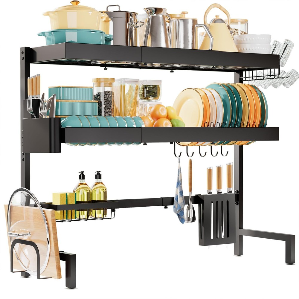 Maximize Kitchen Space - Expandable Over Sink Dish Rack 3 Tier