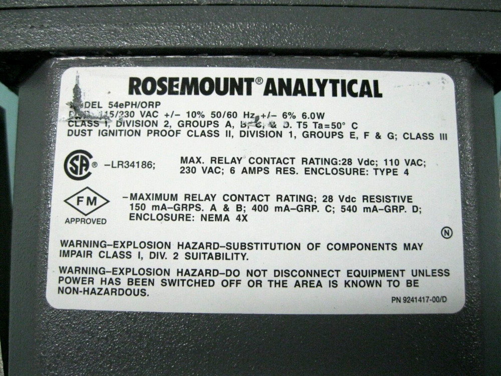 Rosemount 54EPH/ORP-01 HART pH/ORP Analyzer/Controller B12