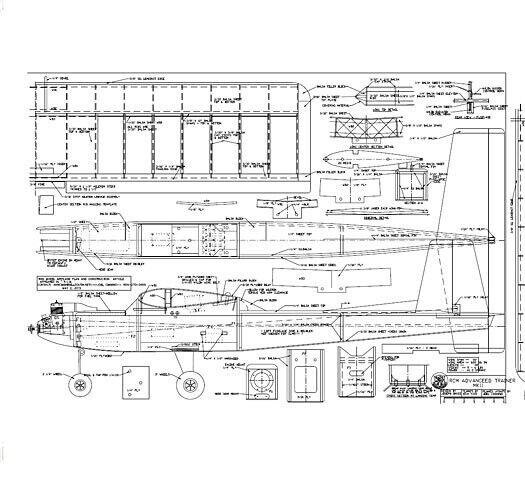 High Wing Advanced Trainer II 55" WS RC Model Airplane Printed Plans & Templates