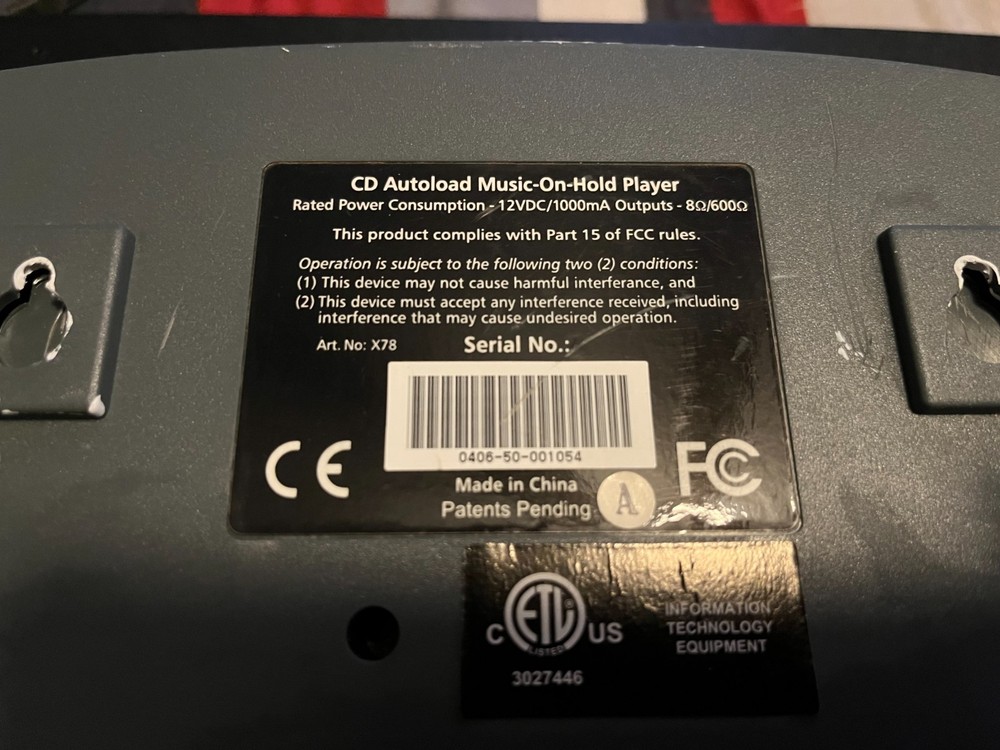 On-Hold Plus 5000 CD Autoload Music On Hold Player OHP-5000 w OrignalPowerSupply