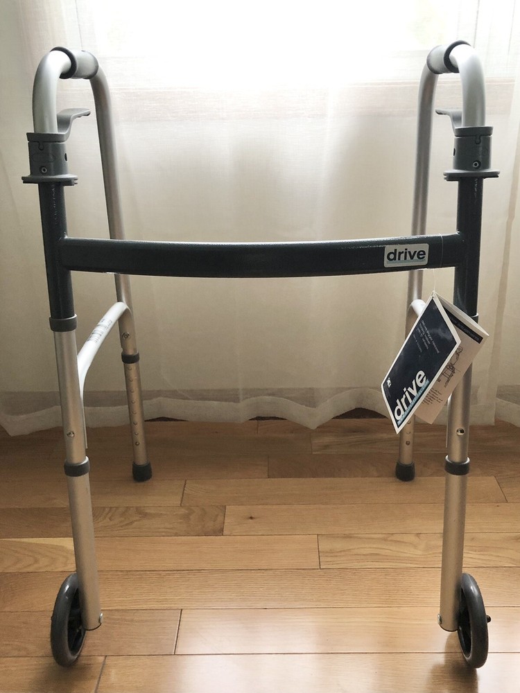 DRIVE DELUXE Trigger Release Folding Walker GRAY 5” Wheels Adjustable Height NWT