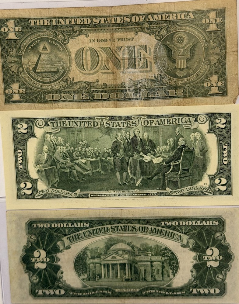 *US BILLS STARTER SET* SILVER CERIFICATE, $2 UNCIRCULATED & $2 RED SEAL