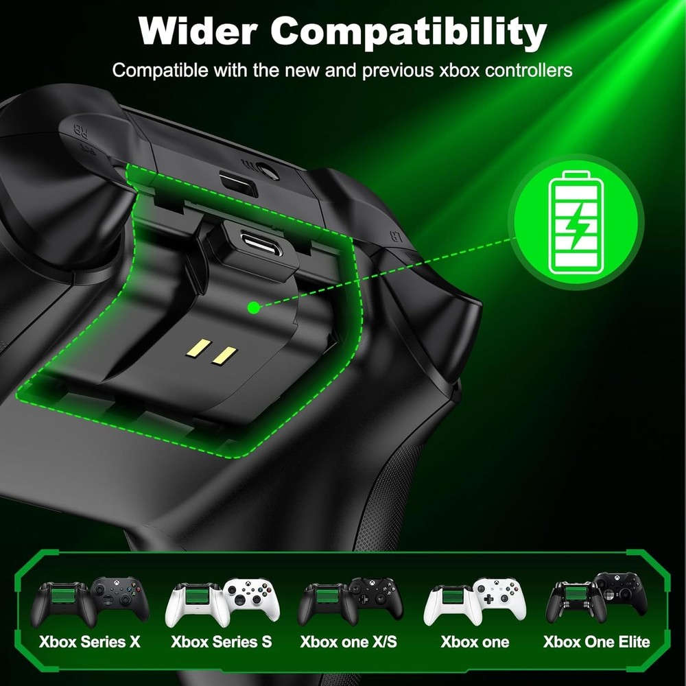 Long-Lasting Xbox Controller Rechargeable Battery Kit - 2000x Rechargeable Power