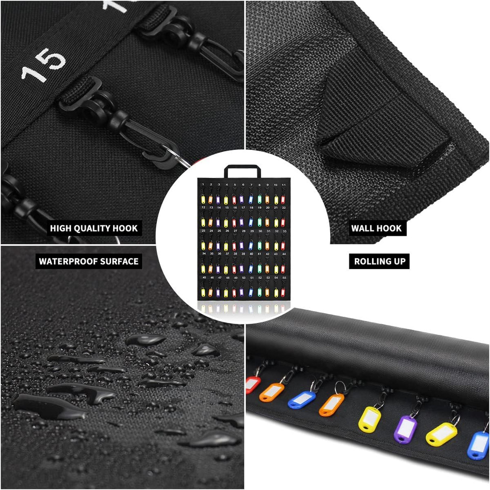 Rollable Portable Fireproof Water Proof Key Case - Compact 55-Key Storage for Ho