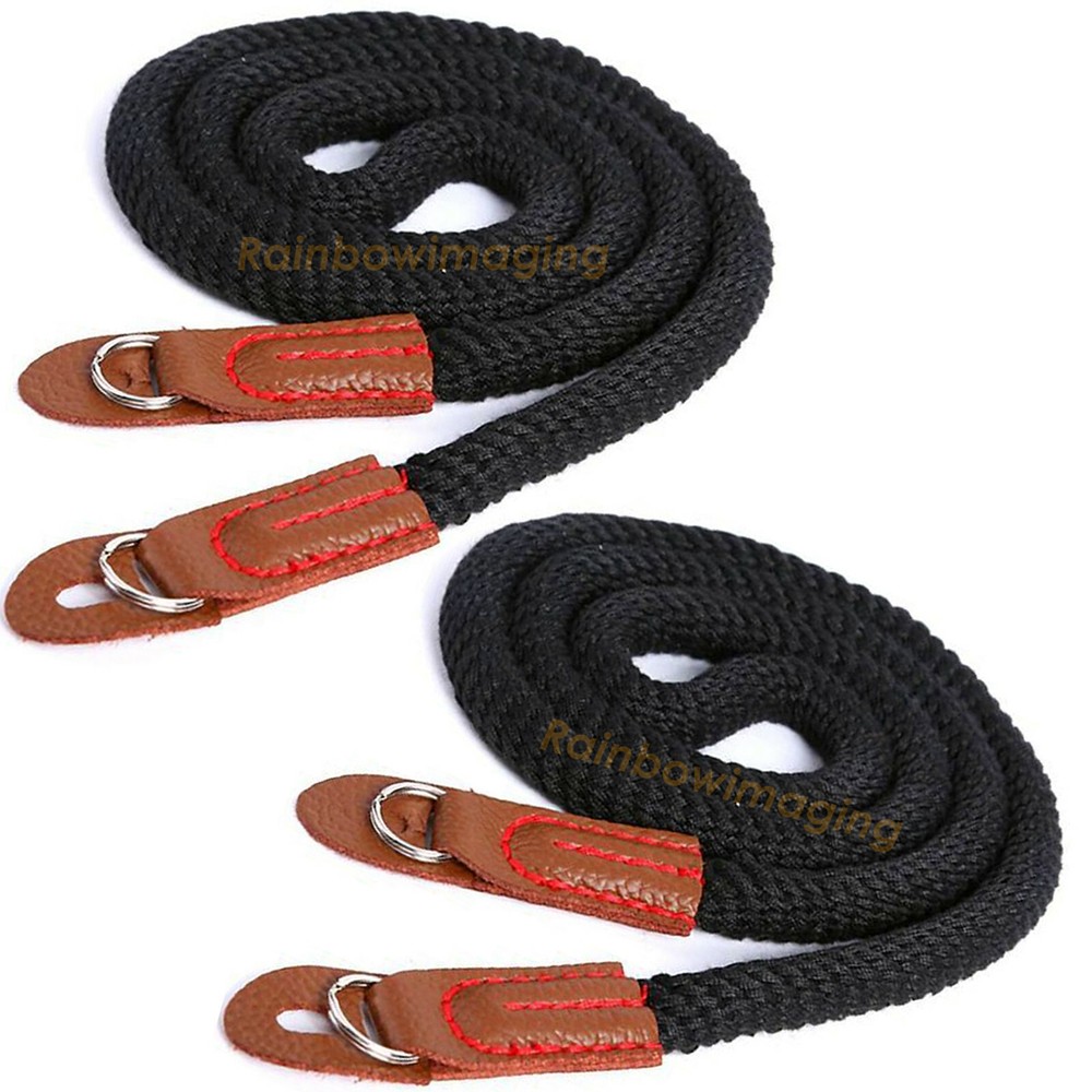 (2 Pcs ) Black Soft Cotton Shoulder Neck Strap Olympus E-PM2  E-PM1 PEN-F E-M1X