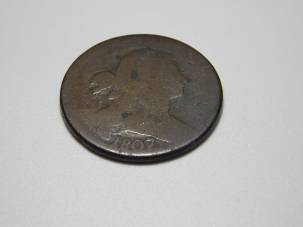 OLD US COPPER COINS 1807 /6 LARGE 7 DRAPED BUST LARGE CENT