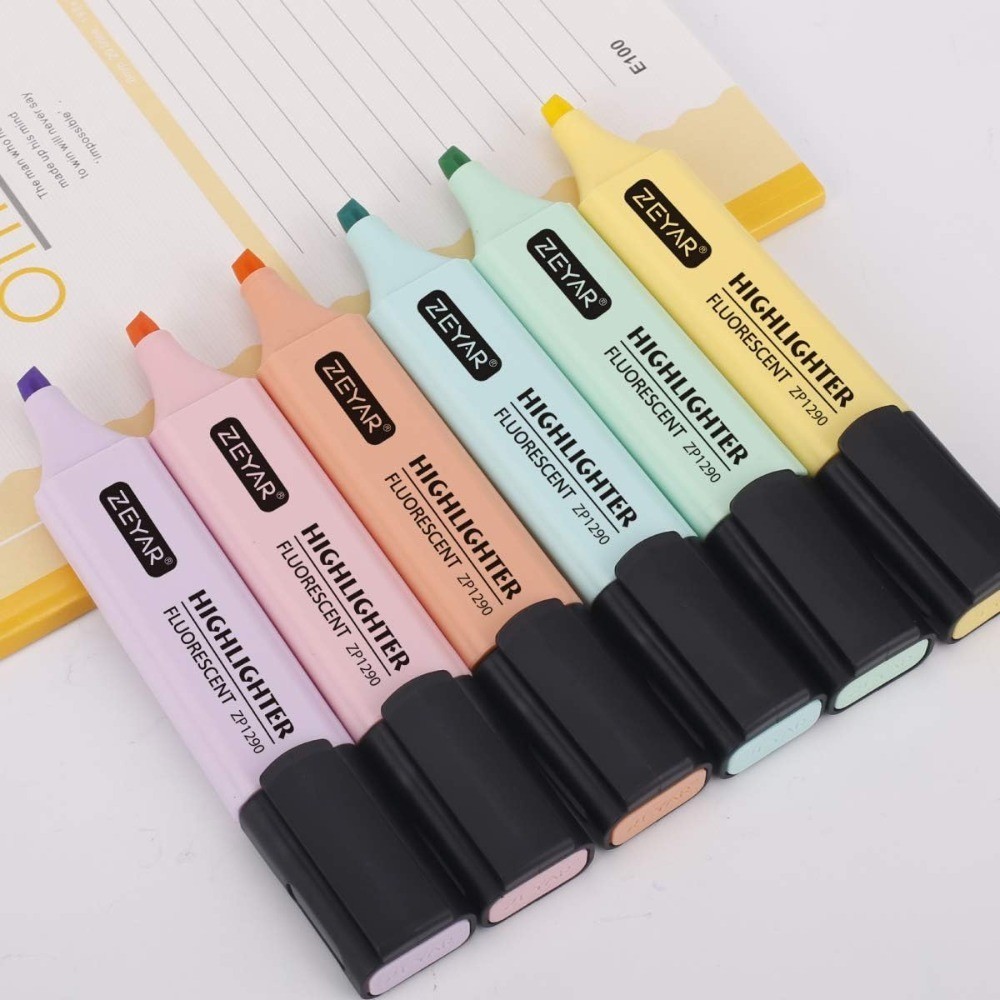 Chisel Tip Macaron Marker Pens Water Based Quick Dry Pastel Colors 6 Pack