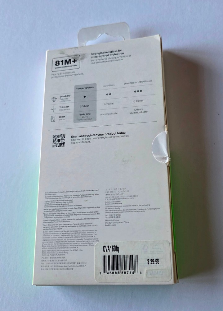 NEW Belkin screenForce TemperedGlass Screen Protector Apple iPhone 16 Pro Max