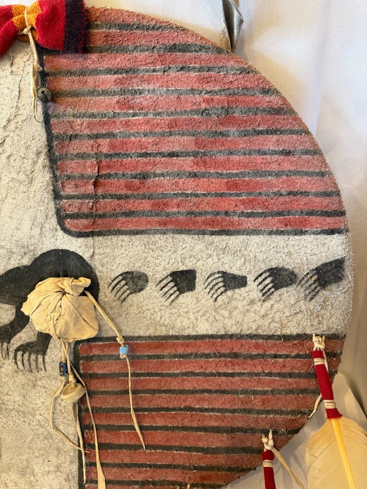 Distinctive Kiowa-Type Design Bear Shield on Buffalo Hide