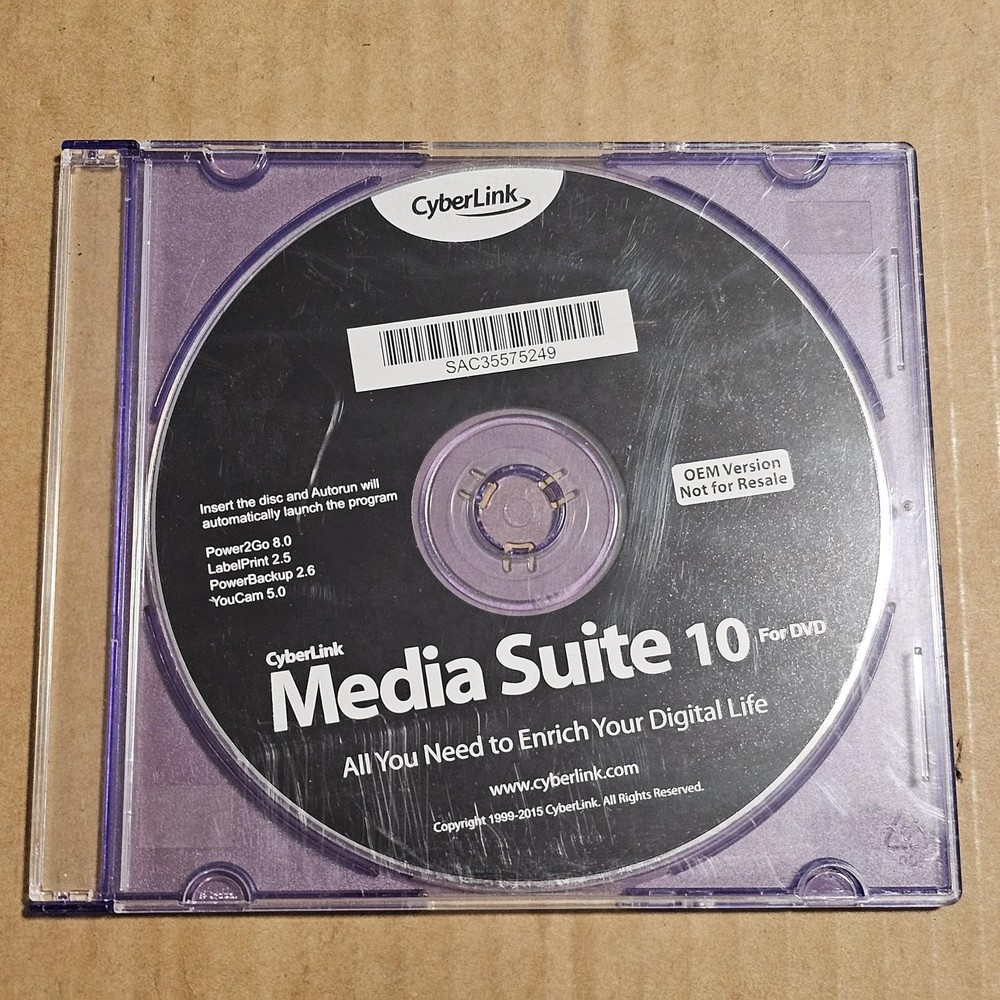 CyberLink PC DVD Media Suite 10 OEM Multimedia Software Disc