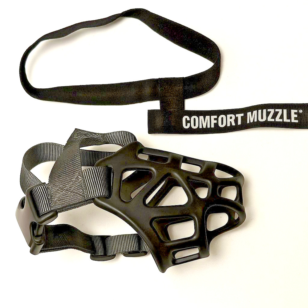 Medium Dog Muzzle Basket Adjustable Nylon Rubber Black 5.5" Border Collie
