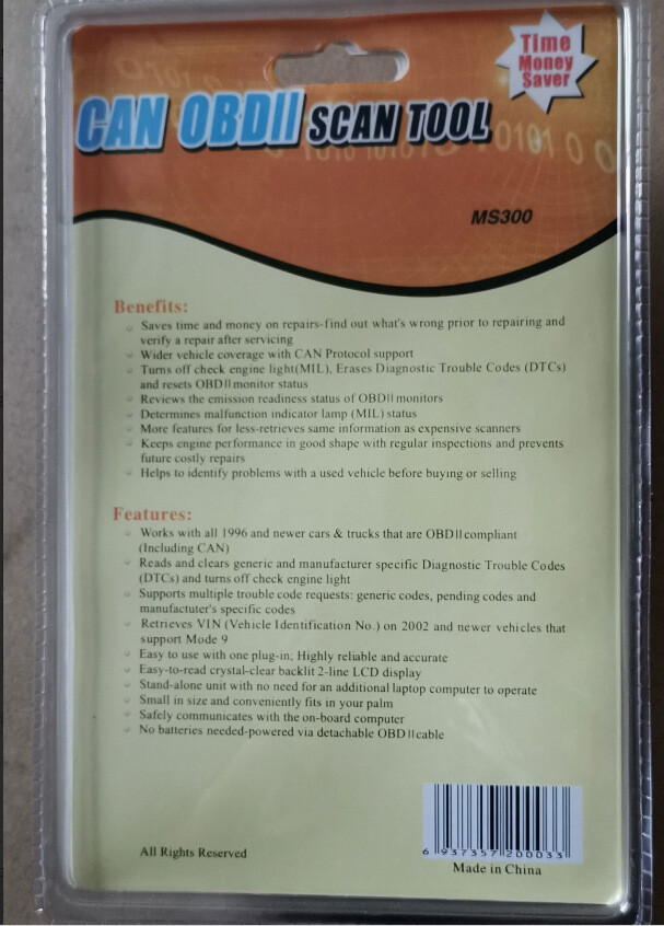 Autel MaxiScan MS300 OBD2 CAN OBDII Auto Car Code Reader Diagnostic Scanner Tool