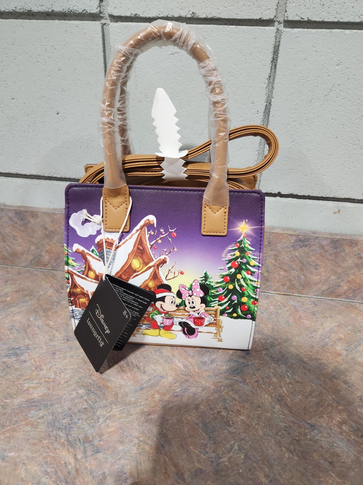 Loungefly Disney Mickey Mouse & Minnie Mouse Holiday House Mini Satchel Bag