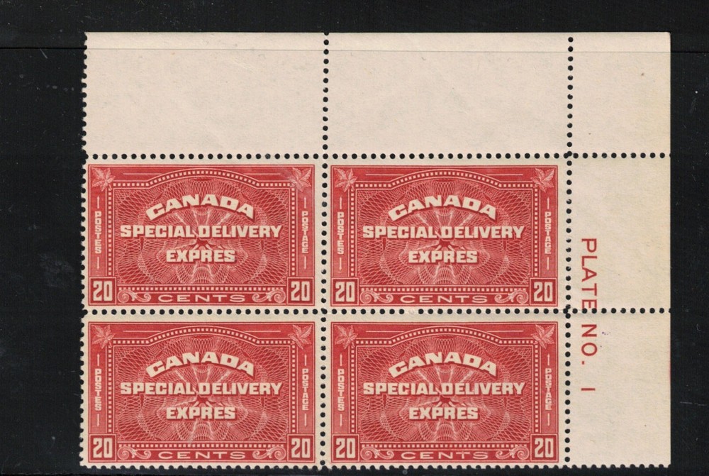 Canada #E5 Very Fine Never Hinged Plate #1 Upper Right Block