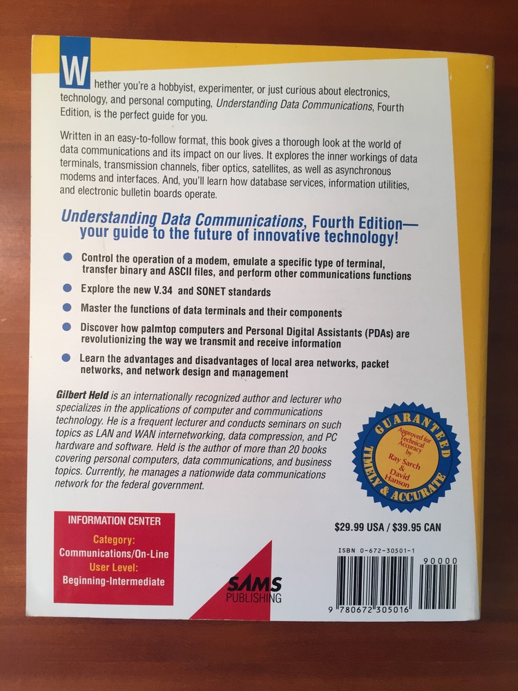 Book = Sams Understanding Data Communications Fourth Edition Gilbert Held