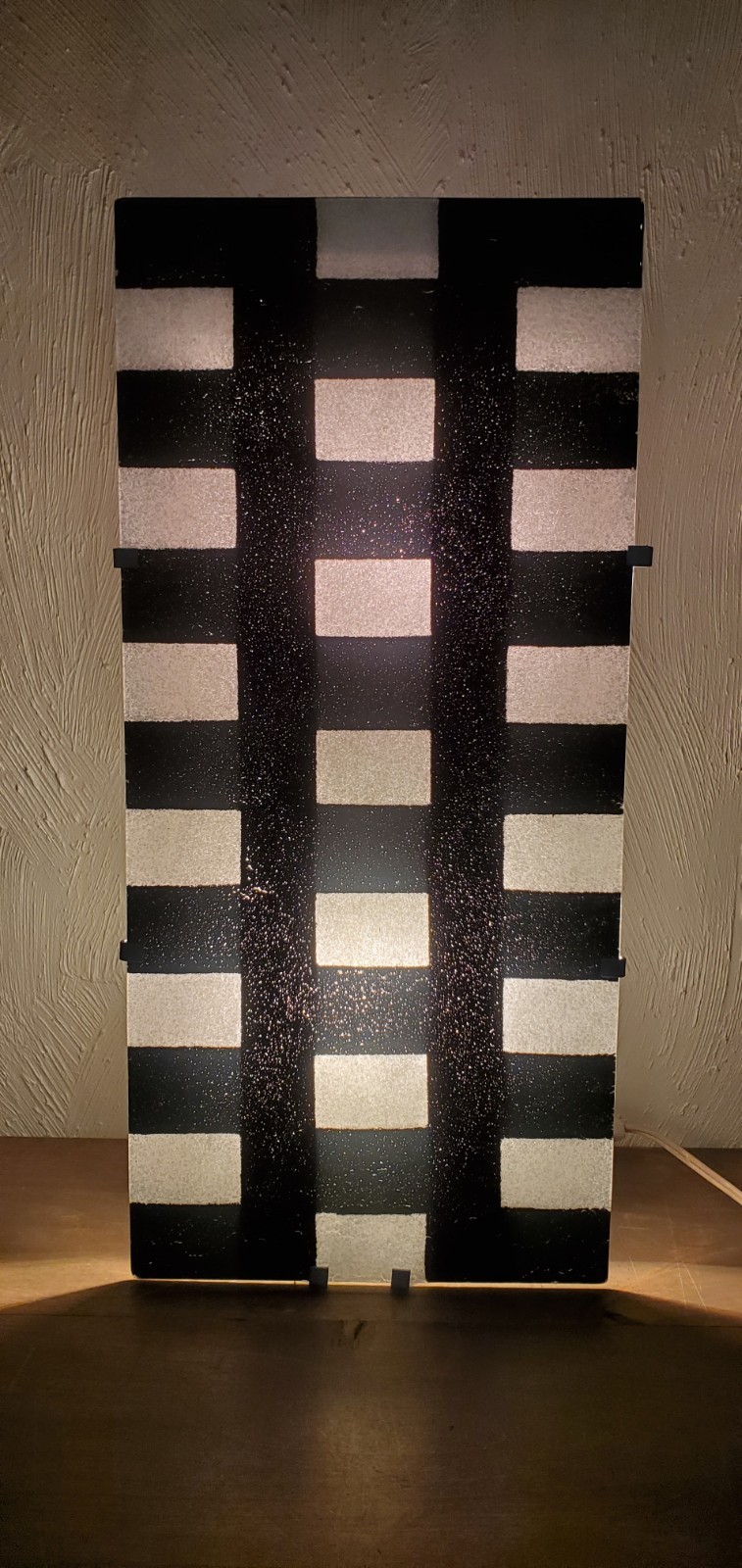 Vintage IKEA Gyllen Black White Checkers 3D Wall Mounted Light Art Piece Y2K