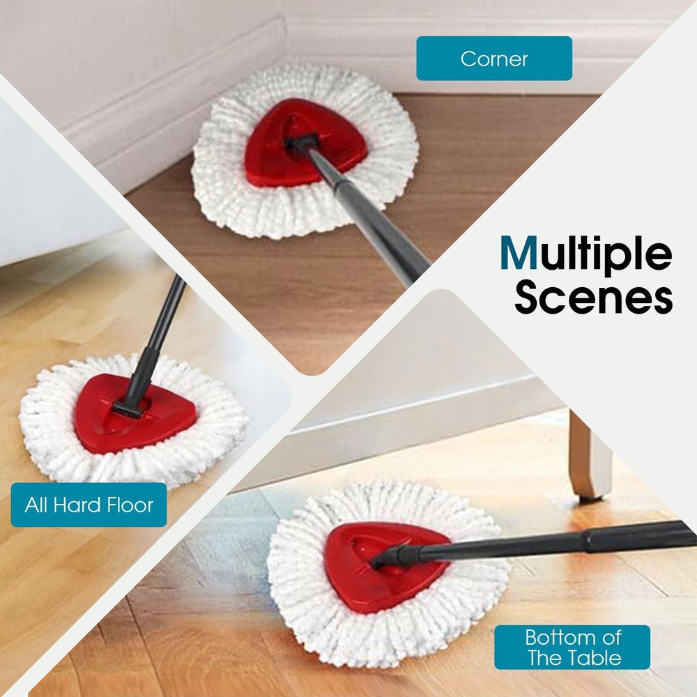 4 Pack Mop Head Replacement Compatible with O Cedar Triangle Swivel Mops,Spin...