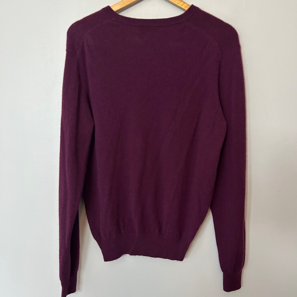 Neiman Marcus Sweater Mens L 100%Virgin Cashmere Maroon V-Neck Solid Pullover