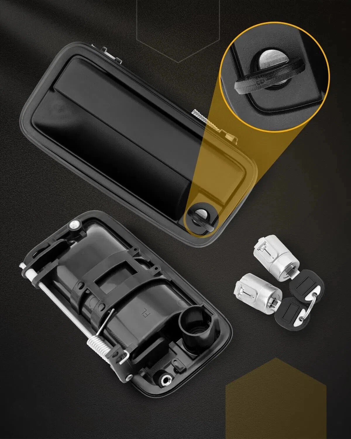 Metal Exterior Door Handle w/ Lock Cylinder Fit 1988-2000 Chevy GMC C1500 C2500