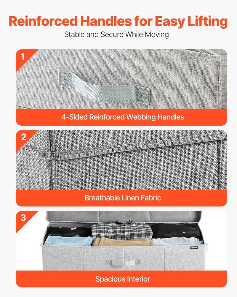 Spacious Underbed Storage Bin 48L 31.7x15.9x6.1in Double Layer Construction