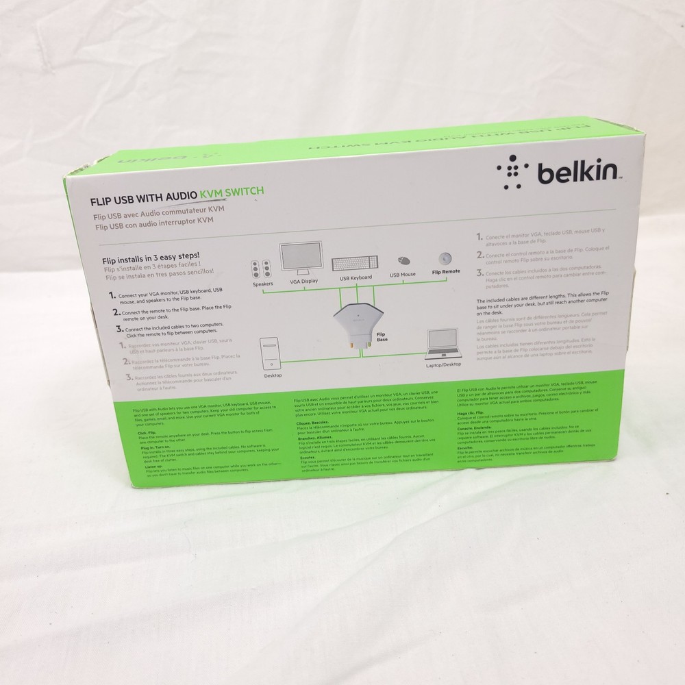 Belkin FLIP USB With Audio KVM Switch New Sealed