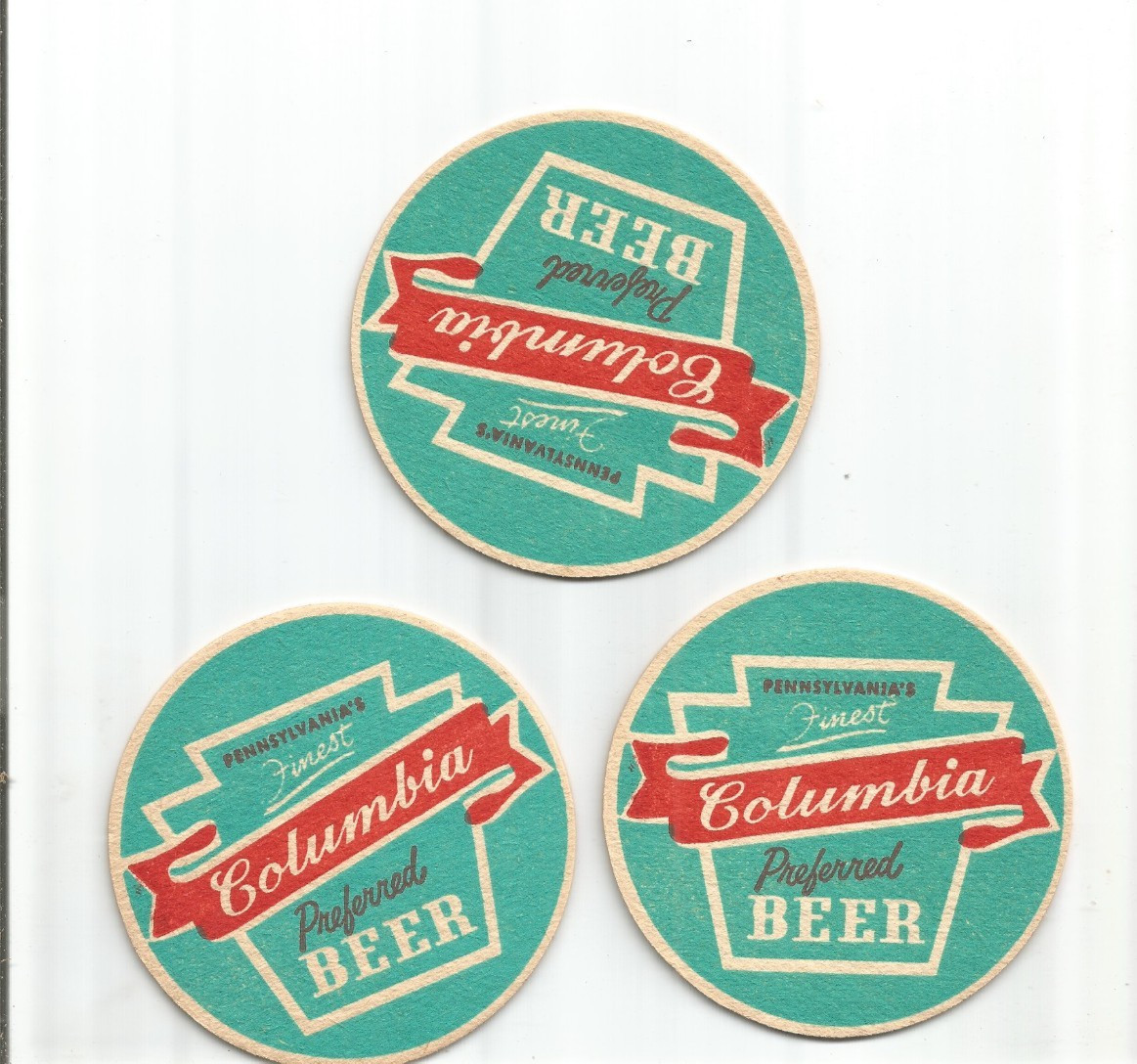 Lot of 3  1960's Columbie preferred Coasters By Columbia of Shenendoah, PA