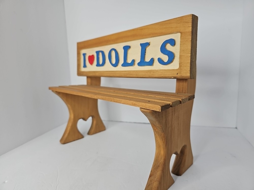 Handcrafted "I HEART DOLLS" Decorative Bench