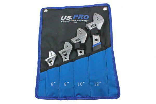 US PRO Tools 4pc Adjustable Wrench / Shifting Spanner Set 6" 8" 10" 12" - 1835