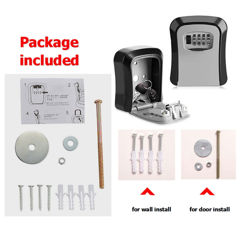 Digit Combination Key Lock Box Wall Mount Safe Security Storage Case Organizer