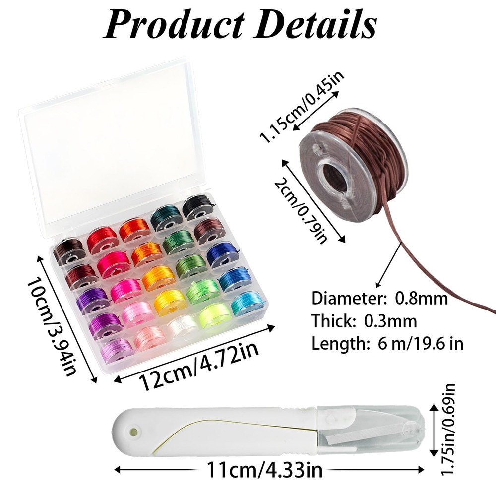 25 Colors 0.8mm Elastic String Cord for Bracelets, 25