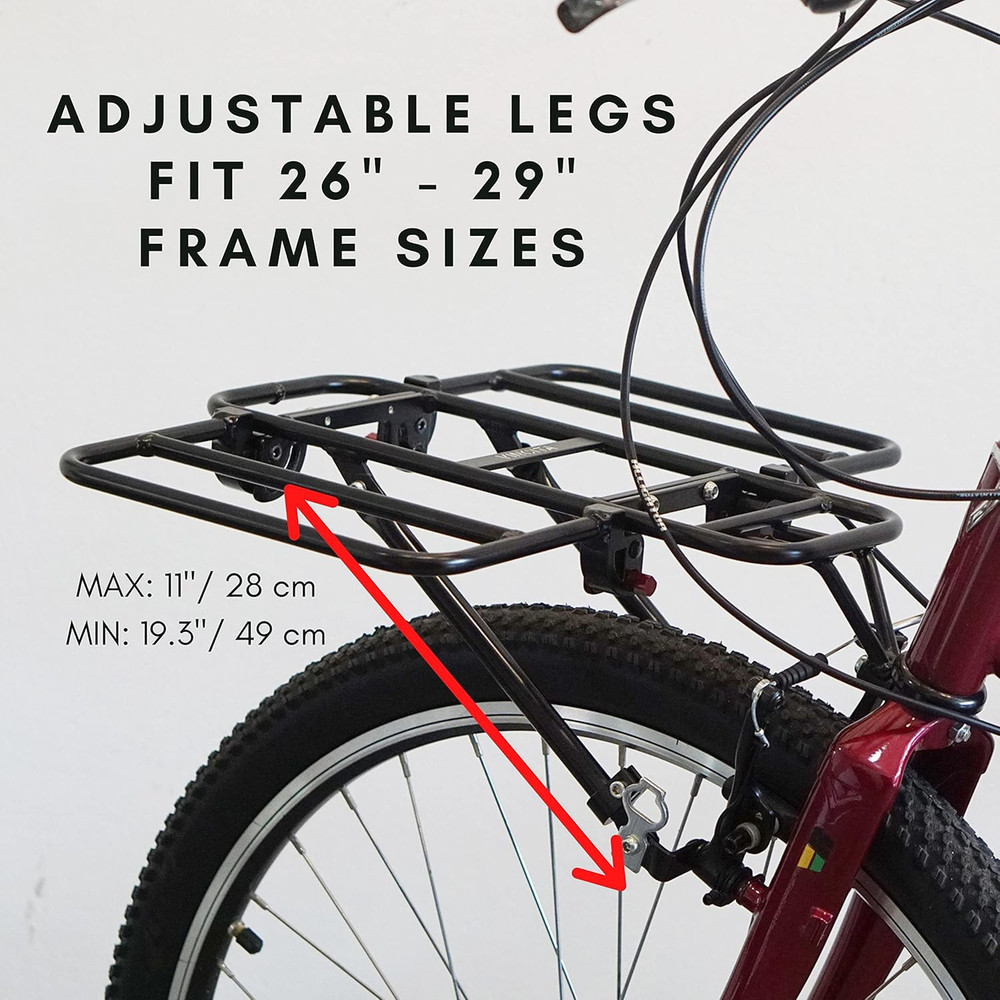 Expandable Bike Front Rack – Wide Pizza Rack Flatbed Platform with Foldable Wing
