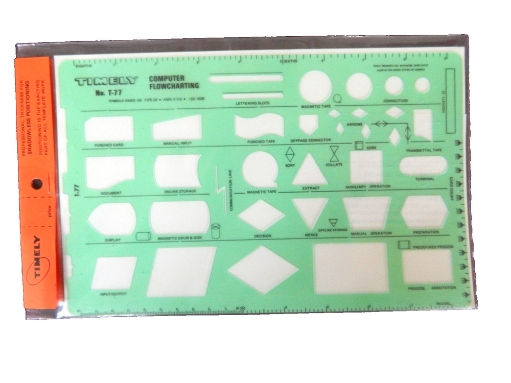 Vintage NEW Timely Computer Flow Chart Stencils No T77 NIP Drafting Template