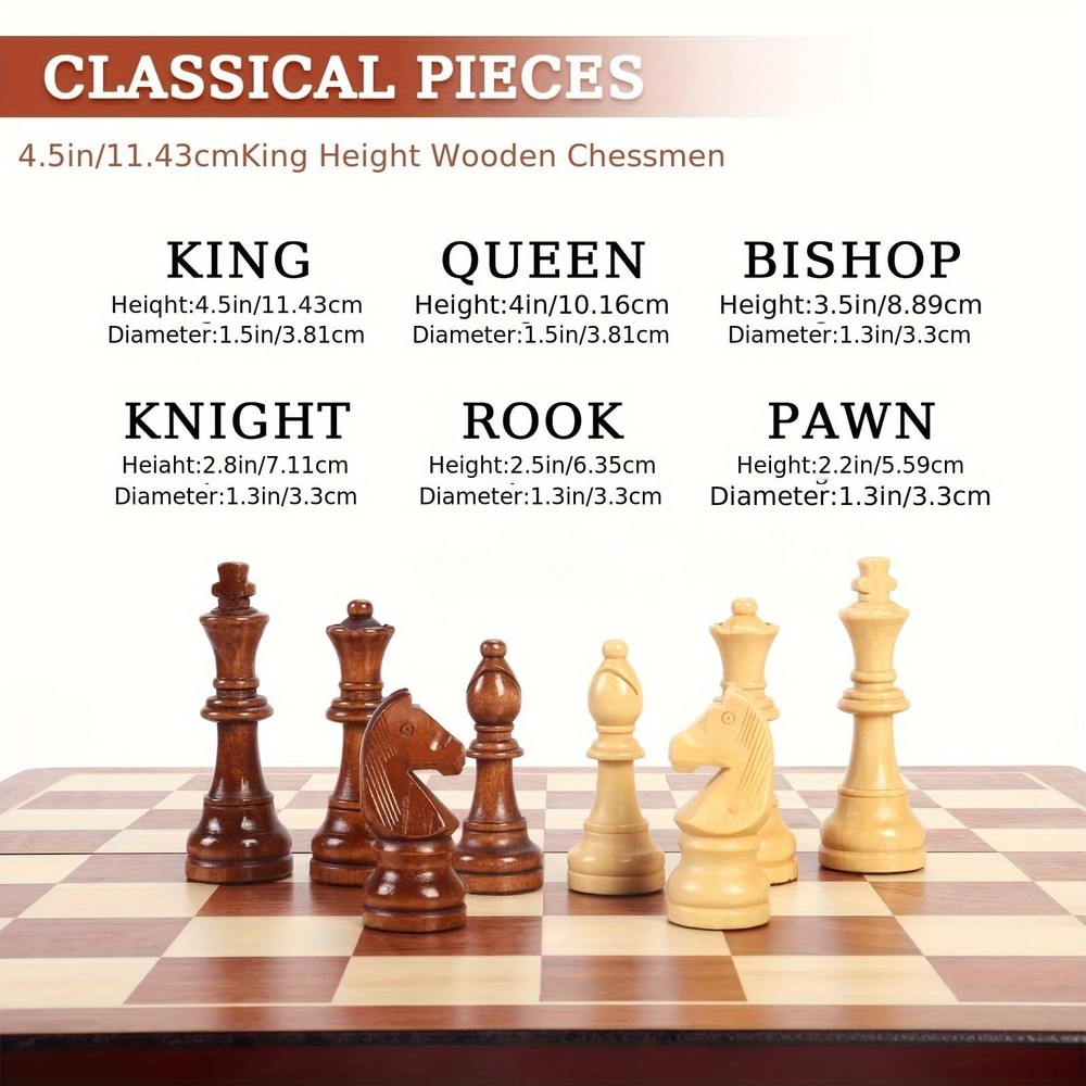 20" Extra Large Solid Walnut Wooden Chess Set with 2 Extra Queen Pi... Fast Ship