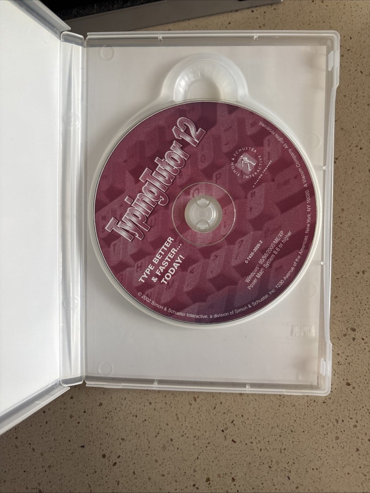 Typing Tutor 12 Deluxe Interactive Typing Tutorial CD Rom PC Windows Mac 2002