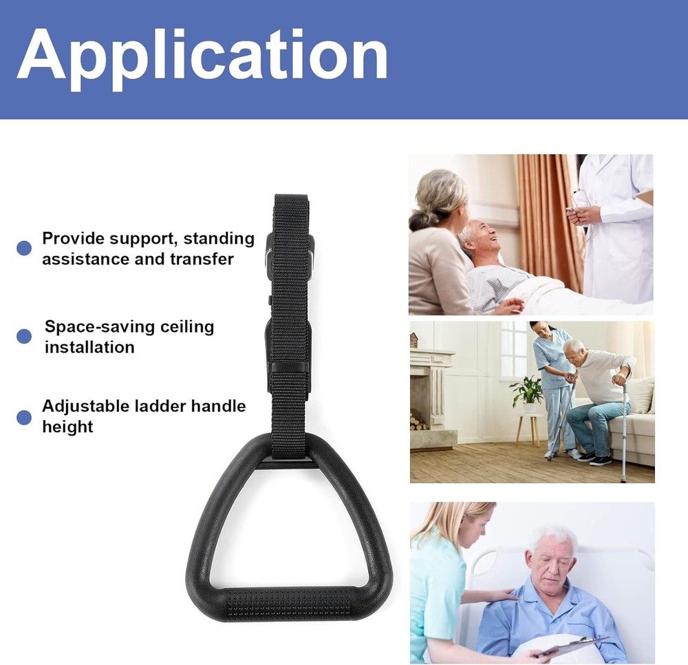 Bed Trapeze for Elderly-Ceiling Mounted Mobility Black